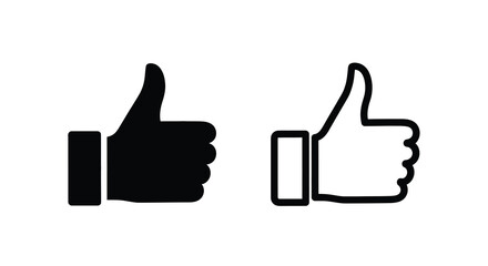 Obraz premium Two thumbs up icons one filled and one outlined silhouette