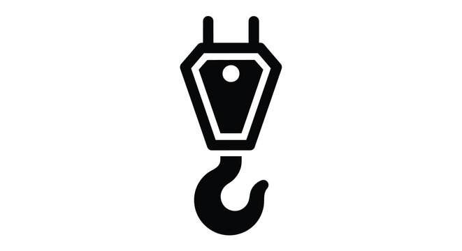 Black industrial crane hook design with a solid fill silhouette