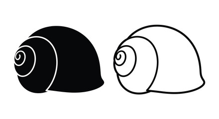 Two snail shells one solid and one outline in contrasting views silhouette © Sogir