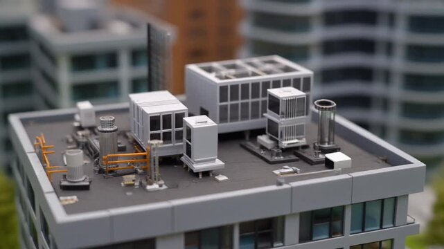 Miniature Building Rooftop with HVAC Units.