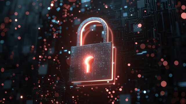Neon Lock with Question Mark.