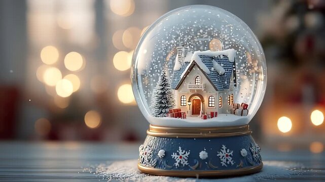 Snow Globe Winter Wonderland Scene Inside.