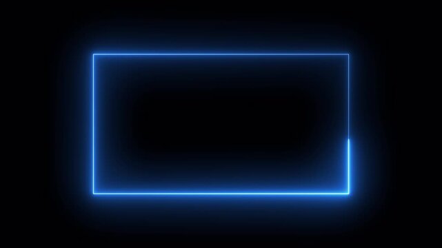 Rectangle animation glowing neon frame background , Neon line box animation, Square rectangle picture frame glowing neon animation on trasparent background.