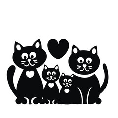 Fototapeta premium Happy Black Cat Holding Heart – Love Theme Vector Graphic