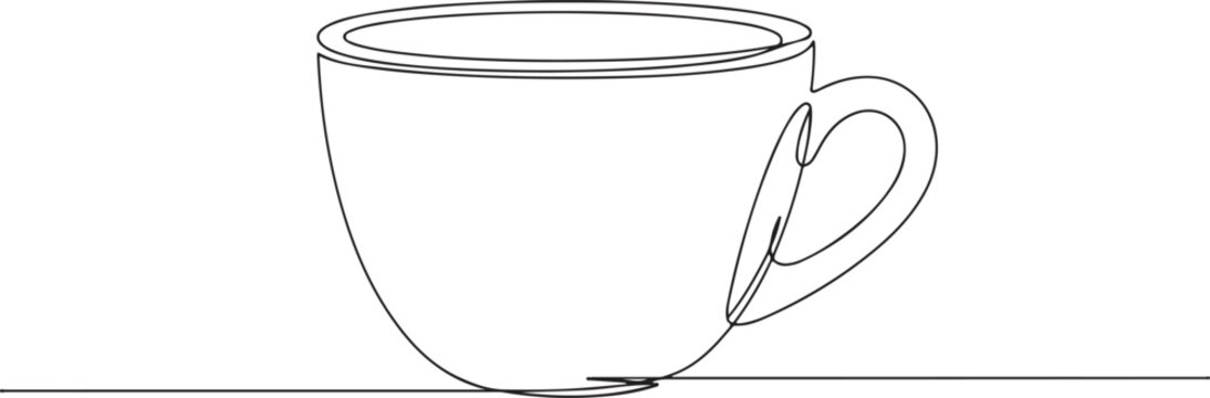 Coffee cup continuous line icon vector