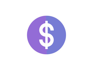 Obraz premium A minimalist vector graphic of a dollar sign in a purple circle, representing finance and money