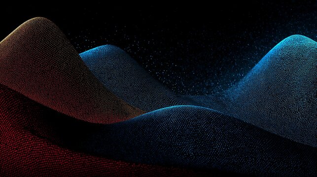 A vibrant digital illustration of colorful waves against a dark background