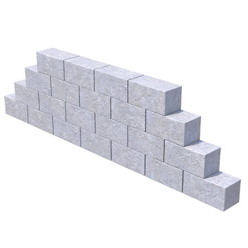 Concrete Block Wall isolated on transparent background
