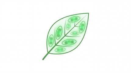 Obraz premium Luminous green leaf revealing inner cellular energy pathways a vibrant vision of life's essential processes within nature's intricate design