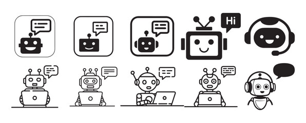 Digital chatbot screen icons for online customer messaging interface. vector illustration eps 10