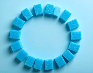 Light blue squares arranged in a circle, centered on a similar blue background