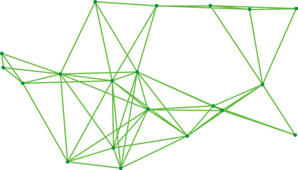 Obraz premium A green network graph with many interconnected nodes and lines