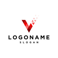 Letter V Digital Logo Vector