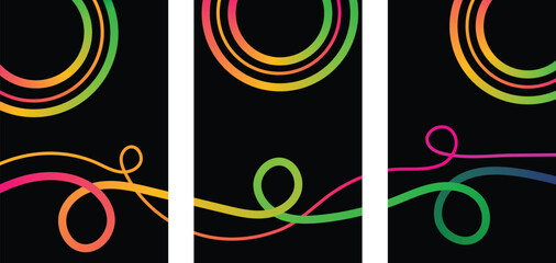 Vibrant neon light graffiti art triptych