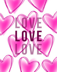 Illustration of pink hearts on a white background.