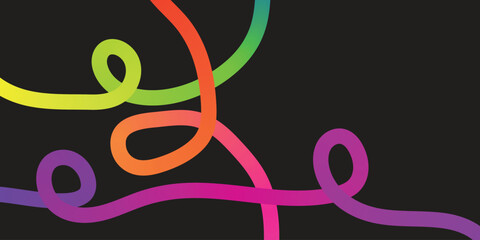 Vibrant multicolored neon light art design on black background