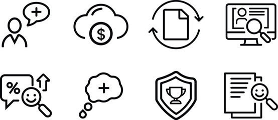 Collection of business and technology icons