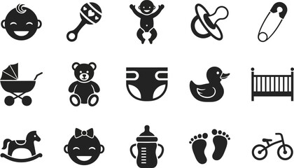 Baby and toddler icons set