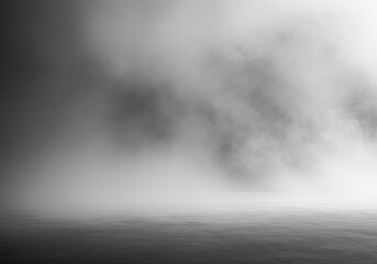 Fototapeta premium Expansive monochrome backdrop covered in thick, pervasive mist, creating an infinite and featureless visual field with no discernible depth ,atmospheric ,gradient ,environment