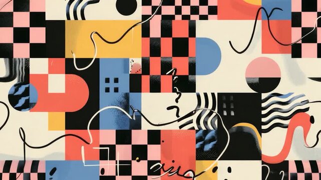 Video A colorful wall mural featuring multiple objects, including plants, animals, and various household items
