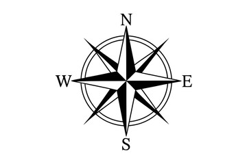 A minimalist vector compass icon with a clean design on a transparent background © Jibongfx