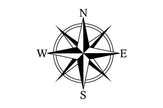 A minimalist vector compass icon with a clean design on a transparent background