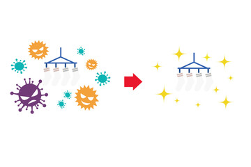 花粉が付いた靴下の比較イラスト｜洗濯前後を表すビフォーアフターセット