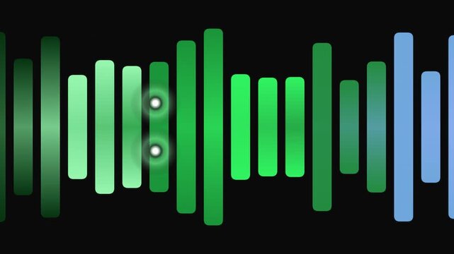 Green Sound Wave Bars on Black Background.