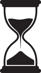 Hourglass vector silhouette illustration showing sand flowing through a transparent container