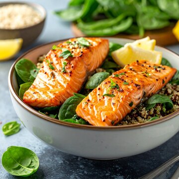 Lachs & Quinoa mit Babyspinat