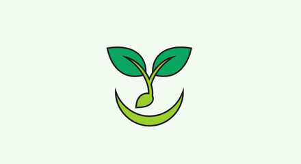 Fototapeta premium Joyful Green Bud: A Whimsical Illustration of Growth, Nature, and Sustainable Concept