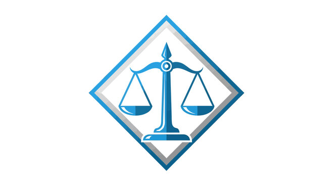 Justice Scale Emblem Surrounded By Diamond Frame Representing Law and Legal Matters