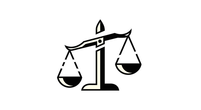 Justice Scale Emblem Depiction: Balance and Equilibrium Symbol in Simple Design