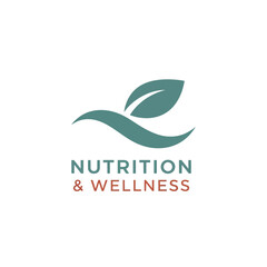Nutrition and wellness leaf logo with text for organic health and natural diet