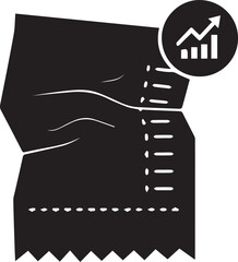 Receipt with growth chart vector silhouette illustration of business expense and progress icon
