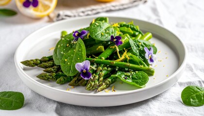 Spargelsalat mit Veilchen & Zitronenzeste