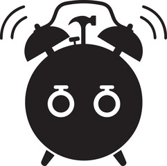 Silhouette vector illustration of alarm clock with hammer icon