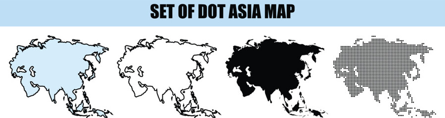 Obraz premium Asia Map Dots Set white background