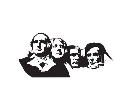 Mount Rushmore monument illustration in modern graphic style.