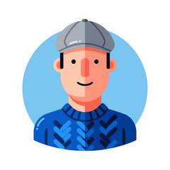 Cartoon Man Wearing Baseball Cap.