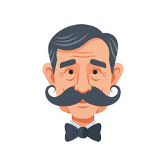 Cartoon Man with Mustache and Bowtie.