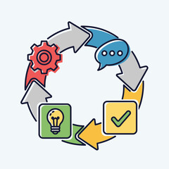 Circular Process with Icons and Arrows.