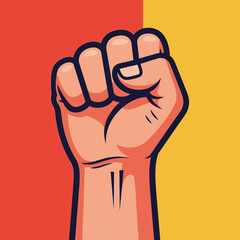 Clenched Fist Hand Gesture Illustration.