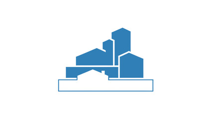 Fototapeta premium Minimalist Blue Urban Skyline Silhouette Against A White Background For Design