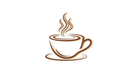 Minimalist Coffee Cup Logo Depicting Steam Indicating Warmth and Aromatic Beverages