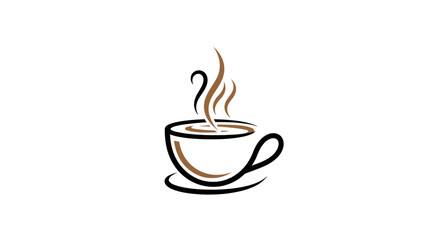 Obraz premium Minimalist Coffee Cup Illustration Depicting Aroma and Hot Beverage in Clean Lines