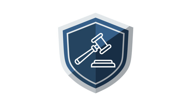 Legal Protection Emblem With Gavel In The Shield Representing Justice, Law, And Judgement