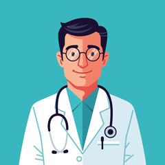 Fototapeta premium Doctor with Stethoscope Cartoon Character.