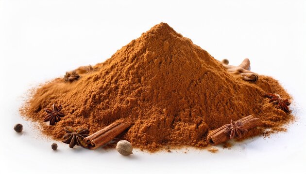 garam masala spice blend for vegetarian or meat dishes isolated on white