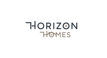 Horizon Homes logo design with modern typography and simple elements.